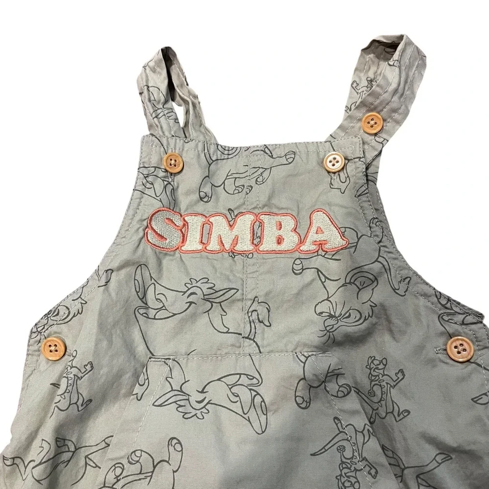 Disney Baby Lion King Simba Pumbaa Timon Sage Green Shortall Romper 12M
